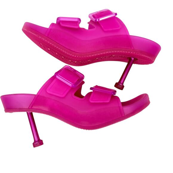 New Balenciaga Mallorca Rubber Heeled Sandals Pink Size 39 - Picture 7 of 10